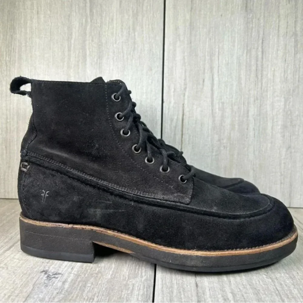 Frye Rainer Black Suede Leather Heeled Lace Up Chukka Ankle Boot Mens Size 7 D